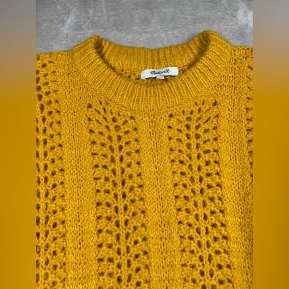 Madewell Windemere Pointelle Pullover Golden Sunset Mustard Yellow Sweater Small - Picture 4 of 16